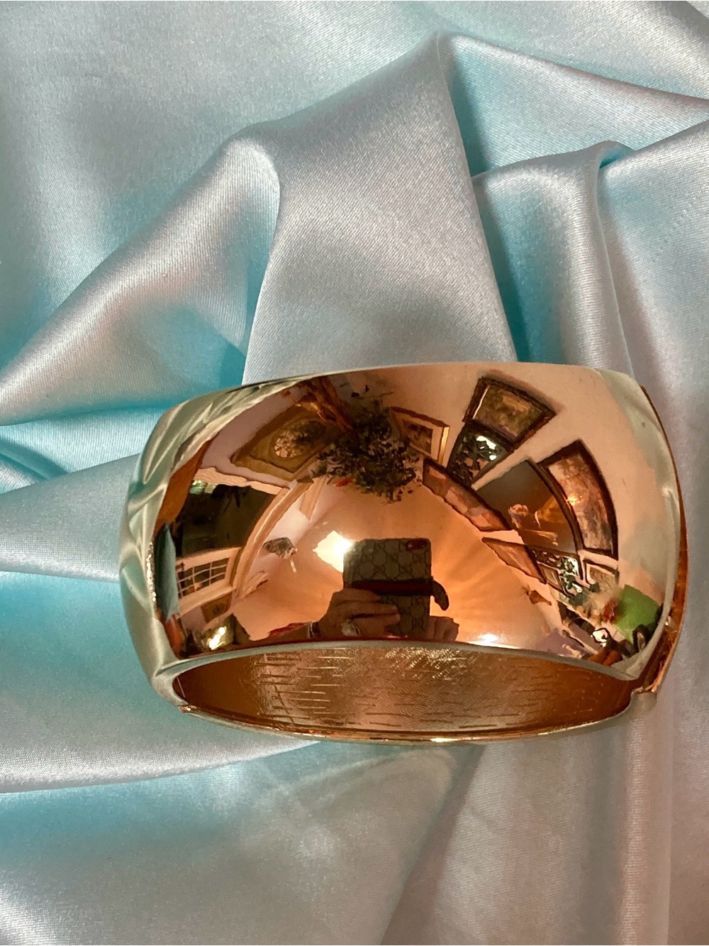 Macy's Gold Wide Cuff Bracelet Hinged New
